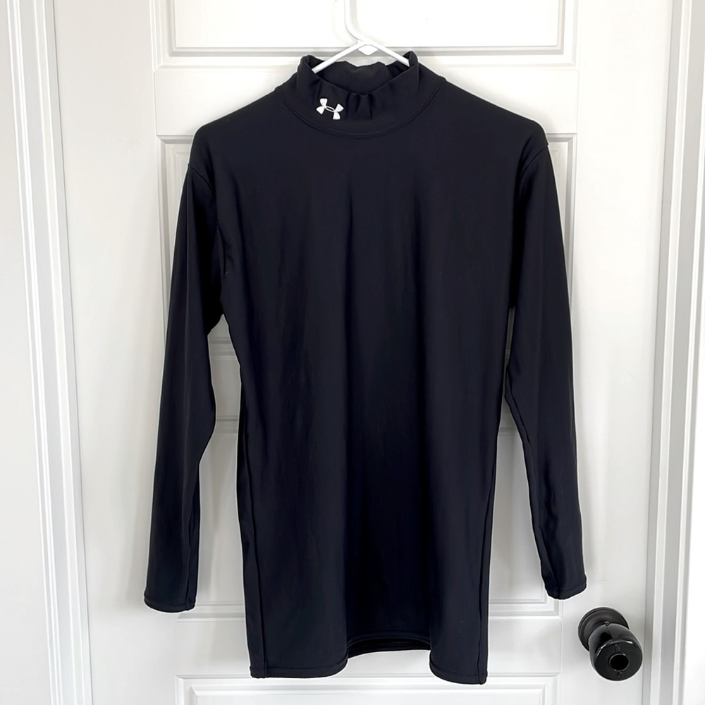 Under Armour Black Cold Gear Mockneck Long Sleeve Running Top, Sz XL